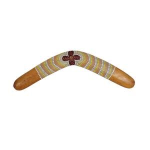 Australian Handpainted Wooden 16" Boomerang Wall Art Decor